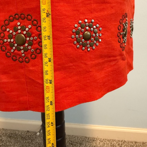 Anne Klein 100% Linen Sleeveless Embellished Red‎ Lined Dress Size 12 - Picture 9 of 12